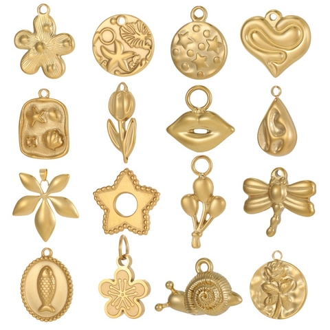 Elegant Stainless Steel Pendant DIY Jewelry Accessory French Style Flower Heart Sea Star Charm Pendant Only Without Chain
