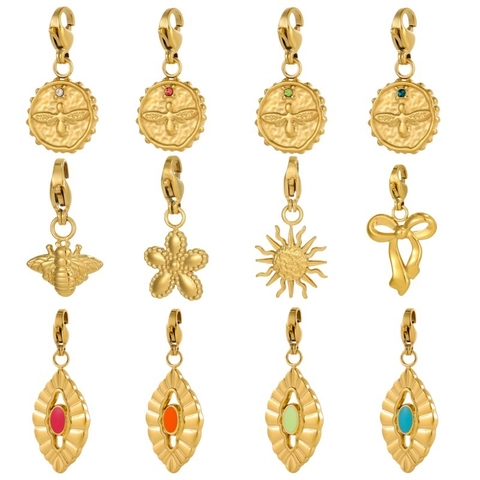 Boheems Roestvrij Staal Karabijnsluiting Bedel Voor DIY Sieraden Maken Vintage Bij Zon Zeester Strass Accessoire