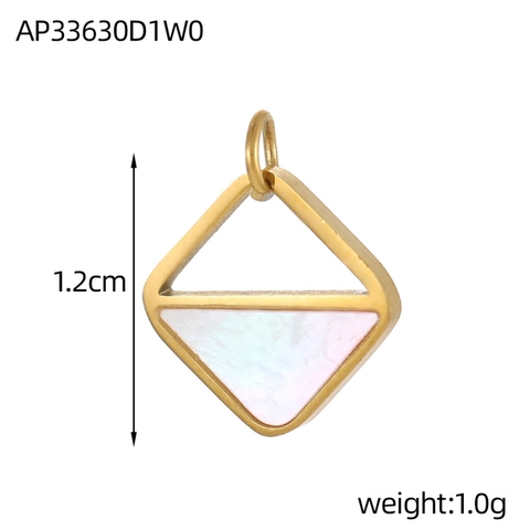 French Court Style Stainless Steel Pendant Irregular Geometric Heart Square Round Shell Inlaid DIY Jewelry Making Accessory Gold Plated Women Charm