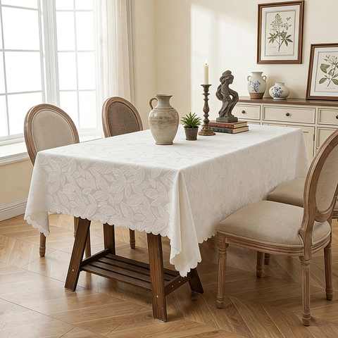 Amerikaanse Retro Pastoraal Tafelkleed Jacquard Bladpatroon Rechthoekig Stofdicht Hoes Voor Eettafel Home Decor