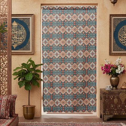 Bohemian Southeast Asian Style Door Curtain Polyester Geometric Mandala Pattern Room Partition Shading Hanging Curtain For Home Kitchen Entrance Decor