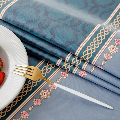 Mantel Rectangular Impermeable Nórdico Con Borde de Borlas Estampado Geométrico Fibra Sintética Cubierta de Mesa Decoración