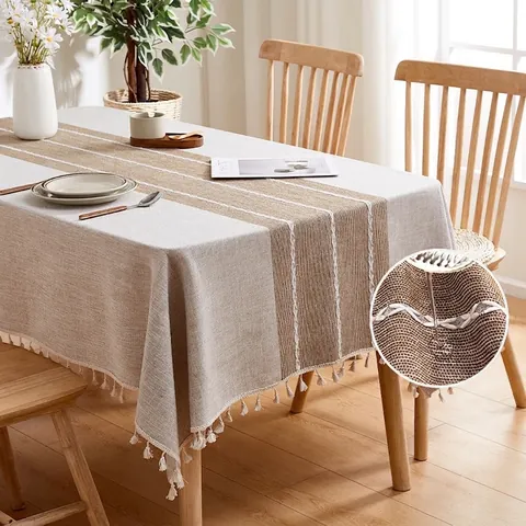 Waterproof Oil-Proof Cotton Linen Tablecloth With Tassels Nordic Minimalist Rectangular Table Cover For Dining Coffee Table