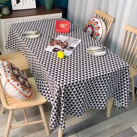 Tovaglia Rettangolare Moderna Minimalista con Motivo a Triangoli Geometrici Resistente al Calore Lavabile in Poliestere per Casa Sala da Pranzo Scrivania