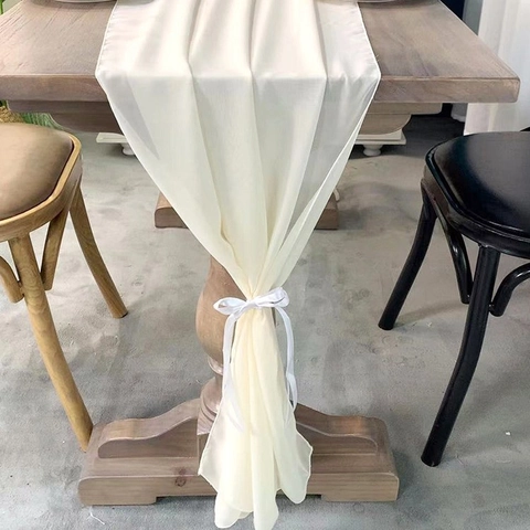 Elegante Camino de Mesa de Gasa de Color Sólido para Banquetes de Bodas Decoración de Fiestas Tela de Poliéster Transparente