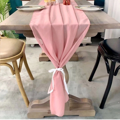 Modern Minimalist Sheer Chiffon Table Runner Solid Color Elegant Polyester Table Scarf For Wedding Banquet Home Decor