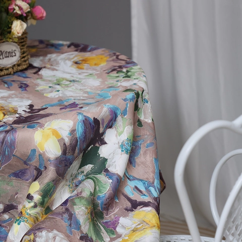 Mantel de Poliéster Pintura al Óleo Abstracta Impermeable Resistente al Aceite Decoración de Mesa de Comedor Floral Impresionista