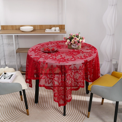 Nordischer Stil Blumen Spitze Tischdecke Ausschnitt Polyester Rund Rechteckig Tischabdeckung Für Esszimmer Party Deko