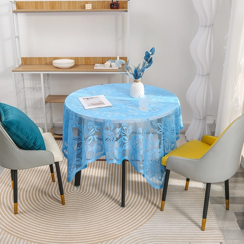 Mantel de Encaje Moderno Simple con Patrón Floral Calado Cubierta de Mesa de Poliéster Para Decoración de Comedor de Casa