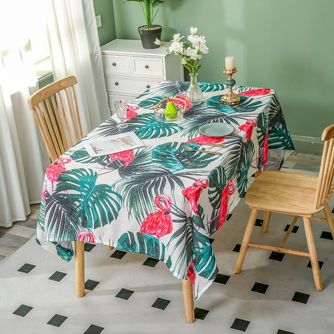 Tovaglia Rettangolare in Poliestere con Motivo Flamingo Tropicale Nordico Impermeabile Copertura per Tavolo da Pranzo per Casa Cucina Tovaglia Decorativa
