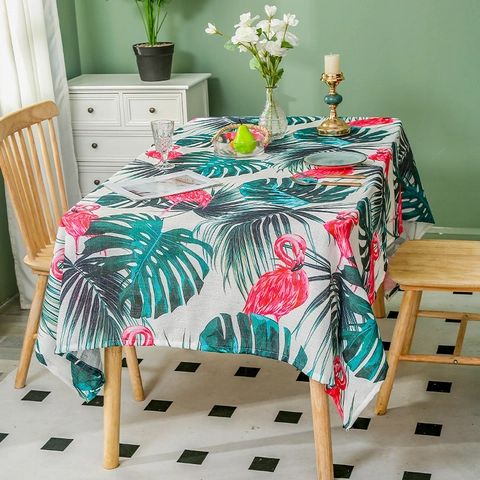 Tovaglia Rettangolare in Poliestere con Motivo Flamingo Tropicale Nordico Impermeabile Copertura per Tavolo da Pranzo per Casa Cucina Tovaglia Decorativa