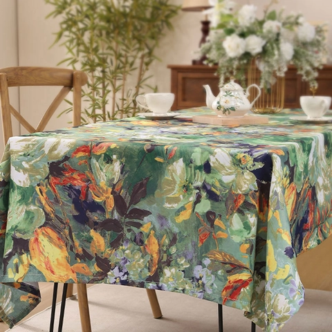 Tovaglia Floreale Vintage in Stile Americano Pittura a Olio Impermeabile Oleorepellente Tovaglia Ispessita per Cucina