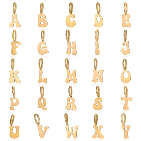 Edelstahl Alphabet Buchstaben Anhänger Charme Für DIY Schmuck Halskette Armband Zubehör Damen Retro Stil Gold