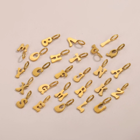 Edelstahl Alphabet Buchstaben Anhänger Charme Für DIY Schmuck Halskette Armband Zubehör Damen Retro Stil Gold