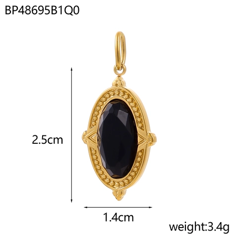 Vintage Edelstahl Oval Anhänger Mit Naturstein Inlay Retro Perlen Textur Für DIY Halsketten Herstellung Elegante Damen Schmuckzubehör