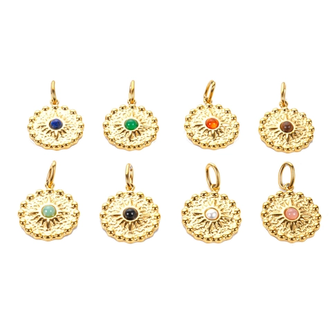 Vintage Stainless Steel Round Sunburst Pendant For DIY Necklace Rhinestone Artificial Pearl Medallion Charm Women Jewelry