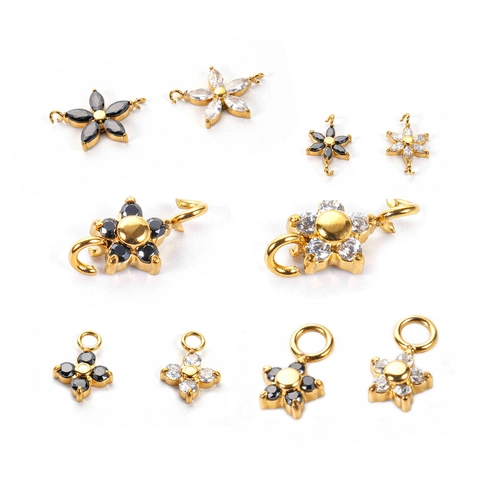 Dijes Para Hacer Joyas DIY Colgantes De Acero Inoxidable Con Circón Trébol Mariposa Corazón Estrella Conector