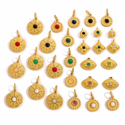Vintage Roestvrij Staal Boze Oog Hanger Goud Verguld Geometrische Strass Bedel Voor DIY Sieraden Maken Dames