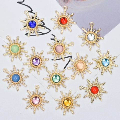 Barokstijl Zonnestraal Bloem Hanger Legering Verguld Synthetische Edelsteen Sieraden Maken DIY Ambachtelijke Accessoires