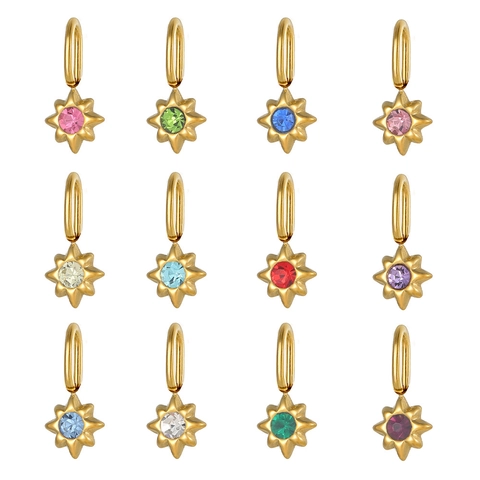 Stainless Steel Eight Pointed Star Pendant For Jewelry Making French Micro Pave Rhinestone DIY Charms For Earrings Necklace Bracelet Women Jewelry