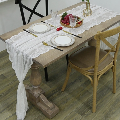 Runner Da Tavolo In Pizzo Bianco Ricamo Floreale Traforato Bordo Festonato Per Decorazione Tavolo Da Pranzo Elegante Vintage