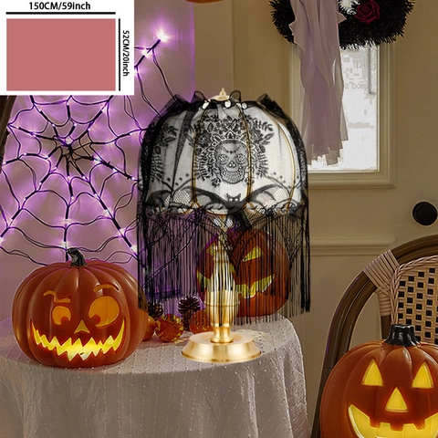 Halloween Tenda in Pizzo Nero Teschio Pipistrello Nappina Paralume Gotico Mantovana Corta Festa Casa Decorazione Stagionale