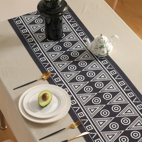 Amerikaanse Minimalistische Tafelloper Polyester Geometrisch Bloemmotief Boheemse Stijl Huis Eetkamer Feest Tafel Decoratie