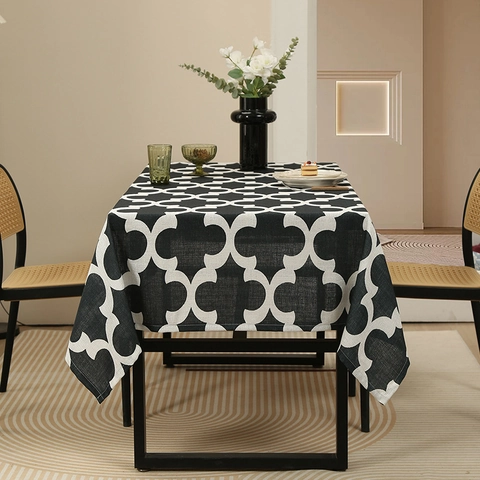 Amerikanische Verdickte Polyester Tischdecke Flaschenkürbisblüte Geometrischer Druck Küche Esszimmer Tischdecke Dekoration