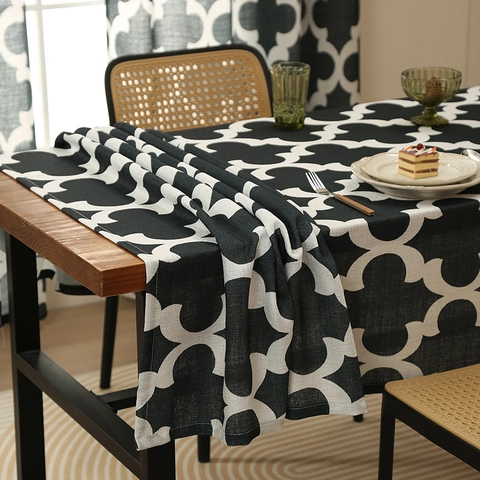 Amerikanische Verdickte Polyester Tischdecke Flaschenkürbisblüte Geometrischer Druck Küche Esszimmer Tischdecke Dekoration