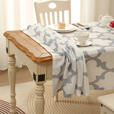 Mantel Moderno de Poliéster Grueso con Patrón de Celosía Marroquí y Trébol para Mesa de Comedor Cocina Decoración del Hogar Rectangular Cuadrado
