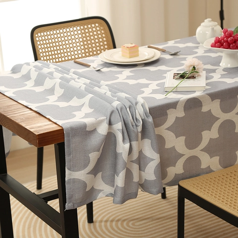 Mantel de Poliéster Geométrico de Cuatrifolio Minimalista Americano Cubierta de Mesa de Comedor de Cocina Decoración Hogar