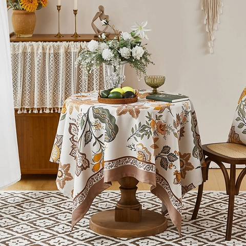 Vintage Tafelkleed Met Bloemenprint Waterdicht Oliebestendig Polyester Tafelkleed Voor Keuken Eetkamer Home Decor Elegant