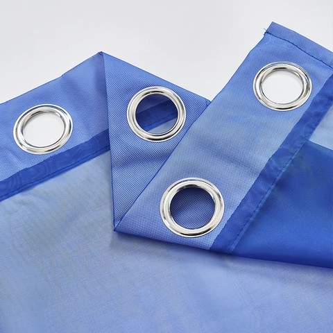 Royal Blue Sheer Curtains For Living Room Grommet Top Polyester Voile Window Treatment Solid Color Semi Sheer Drape