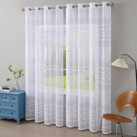 Tende Velate Moderne Minimaliste con Occhielli Jacquard Damasco Pizzo Voile per Soggiorno Camera da Letto Decorazione