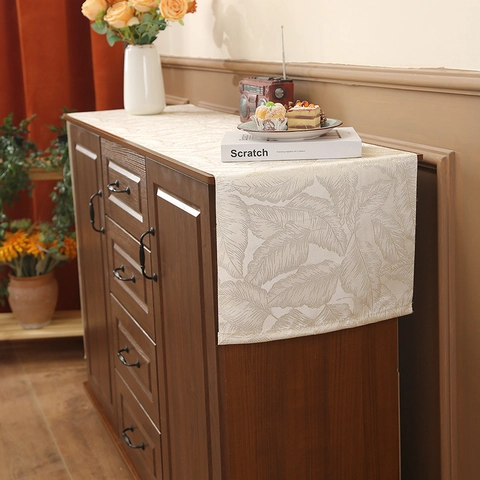 Luxus Bronzierung Stickerei Tischläufer Polyester Jacquard Tischläufer Mit Quaste Für Couchtisch Sideboard Home Dekor