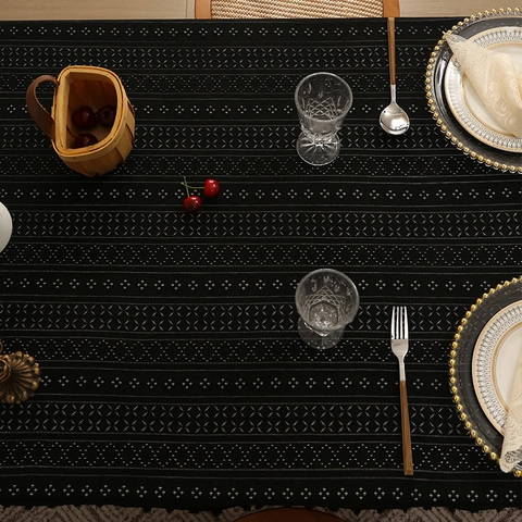 Vintage French Lace Tablecloth Rectangular Hollow Out Tassel Table Cover For Dining Room Party Holiday Home Decor