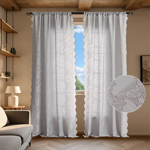 Amerikaanse Tulp Geborduurde Kant Gordijnen Schulpedge Voile Voor Woonkamer Slaapkamer Balkon Semi Verduistering Home Decor