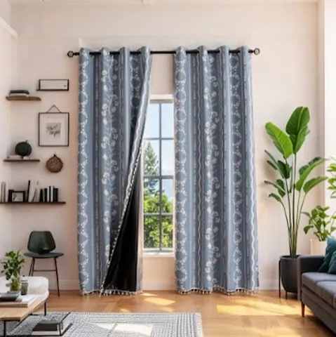 Cortinas Opacas Modernas Jacquard Patrón Floral Decoración de Borlas Poliéster Tratamiento de Ventanas Para Dormitorio Sala De Estar Protección Solar