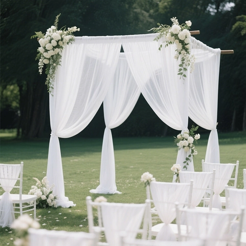 Solid Color Chiffon Style Table Runner Polyester Sheer Fabric Table Decoration For Wedding Party Banquet Ceremony Home Decor