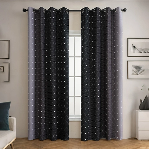 Tende Oscuranti Moderne Minimaliste a Sfumatura Occhielli Motivo a Griglia Geometrica Pannelli Termoisolanti per Soggiorno