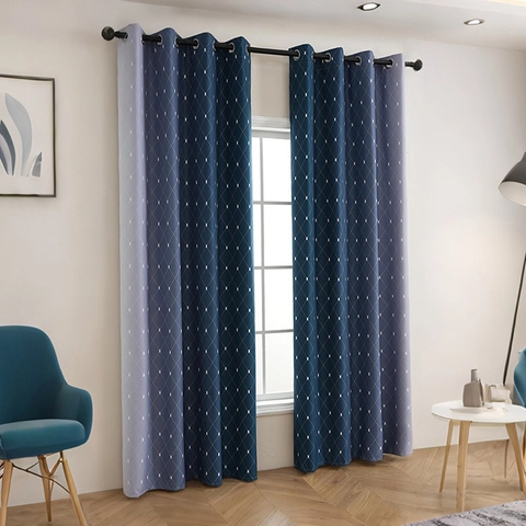 Rideaux Occultants Dégradés Motif Diamant Géométrique Protection Solaire Isolation Thermique pour Chambre à Coucher Salon