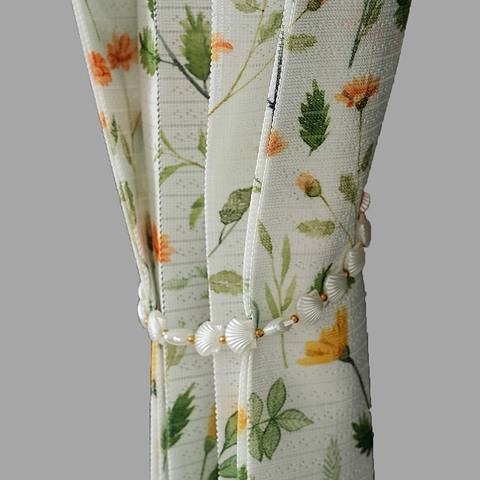 Minimalist Polyester Foldable Door Curtain Printed Floral Daisy Pattern Privacy Partition For Kitchen Bedroom Bathroom Home Decor