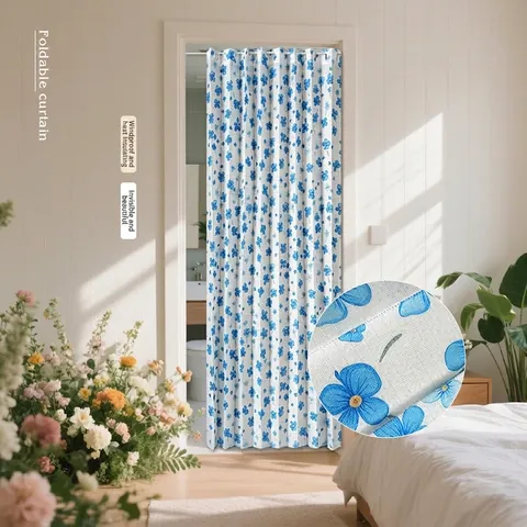 Fresh Polyester Foldable Door Curtain Printed Partition Drape For Kitchen Bathroom Bedroom Home Entrance Decoration