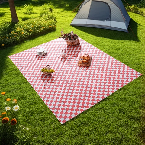 Portable Waterproof Outdoor Picnic Mat American Style Checkerboard Plaid Moisture Proof Camping Blanket Rug For Park Beach