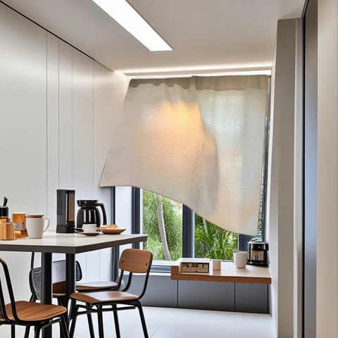 Cortina de Puerta de Lino Estilo Japonés Minimalista Moderno Color Sólido Poliéster Lino Divisor Privacidad Cortina Cocina