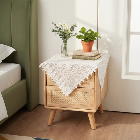 White Lace Microwave Oven Dust Cover French Vintage Floral Scalloped Edge Decorative Tablecloth For Home Kitchen Decor