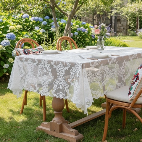 Vintage French Retro Lace Tablecloth Polyester Damask Pattern Rectangular Washable Anti Slip Table Cover Home Wedding Decor