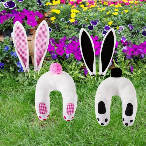 Easter Bunny Decoration Supplies Plush Rabbit Ears and Bunny Butt Hanging Ornament For Garden Lawn Mall Party Props Home Decor