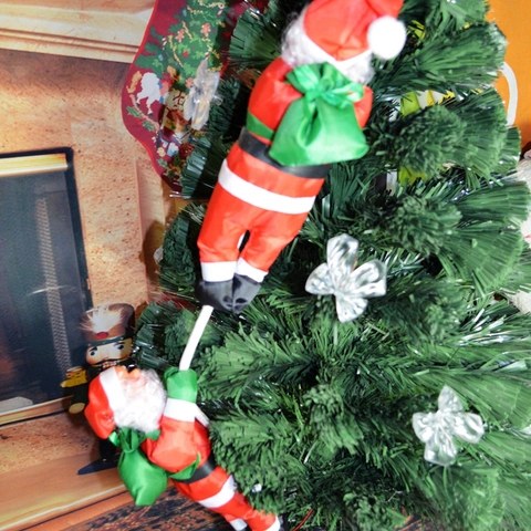 Bambole di Babbo Natale in Corda per Arrampicata Ornamento da Appendere per Albero di Natale Parete Finestra Festa Decorazione Rosso Verde