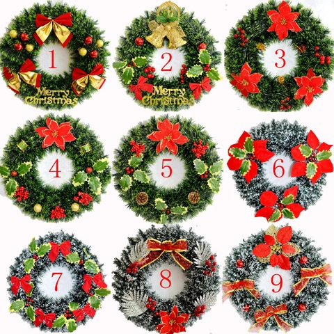 40cm Kerstkrans Kunstmatige Dennennaalden Deur Decoratie Met Rode Strik Bessen Voor Vakantie Thuis Feest